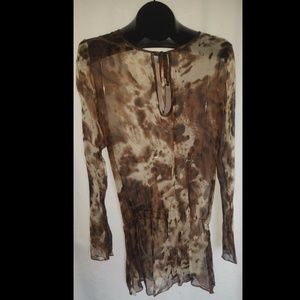 SAUVAGE Size M Brown Swim Cover Tunic Top Silk L